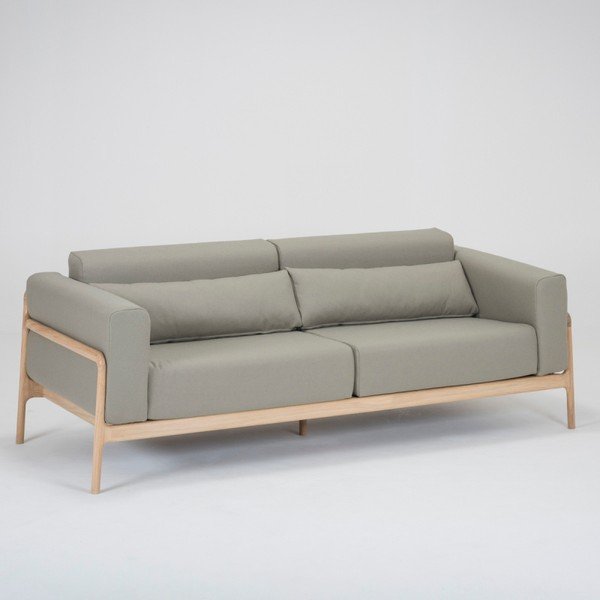 Jasnoszara sofa 3-osobowa z konstrukcją z litego drewna dębowego Gazzda Fawn-image-3
