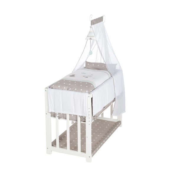 Biała kołyska ze schowkiem i baldachimem 90x45 cm Indibär – Roba-image-2