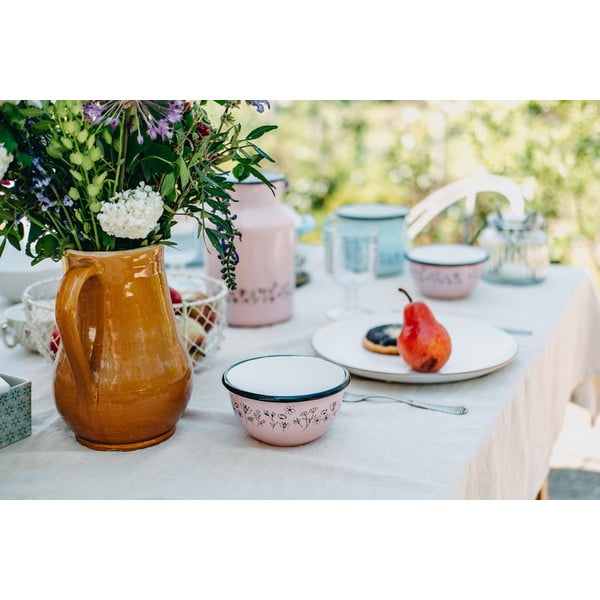 Różowa emaliowana miska Orion Meadow, ø 12 cm-image-1