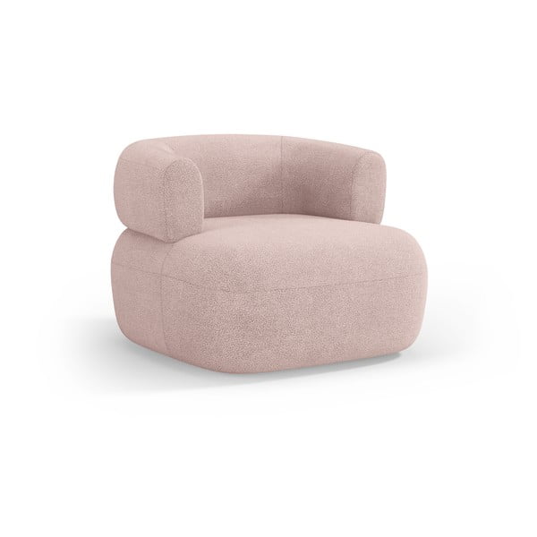 Jasnoróżowy fotel z materiału bouclé Jenny – Micadoni Home