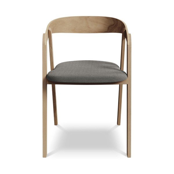 Szary fotel jadalniany z litego drewna Erika – Makamii-image-1