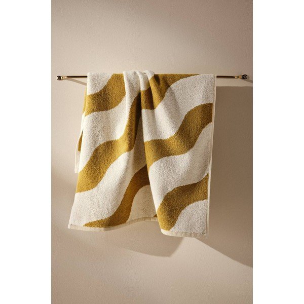 Żółty/kremowy bawełniany ręcznik 50x70 cm Waves – Jotex-image-1