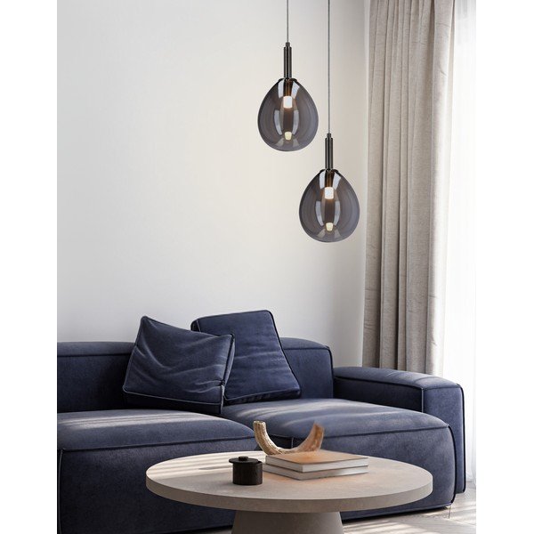 Szara lampa wisząca LED ze szklanym kloszem Lukka – Candellux Lighting-image-1
