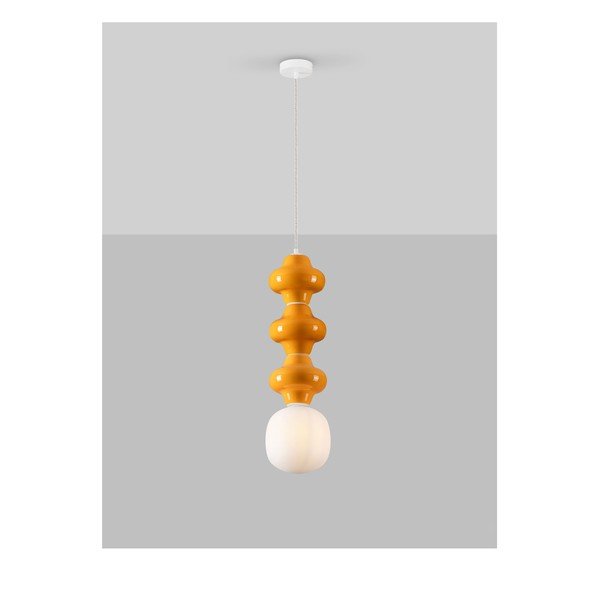 Biała/pomarańczowa lampa wisząca ceramiczna ze szklanym kloszem ø 18 cm Clio – Nova Luce-image-3