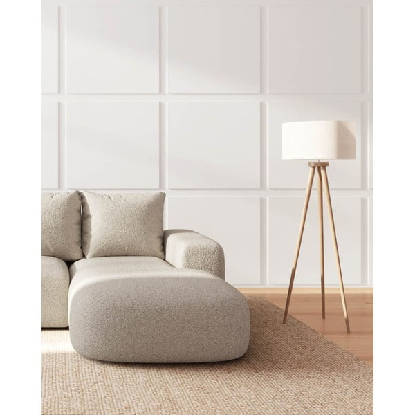 Kremowy narożnik z materiału bouclé Bouclé (prawostronny) Feiro – MESONICA-image-3