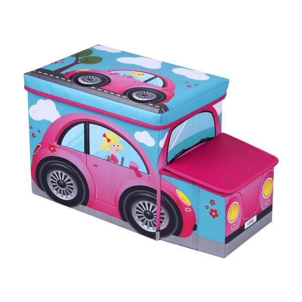 Dziecięcy puf ze schowkiem JOCCA Pink Car-image-1