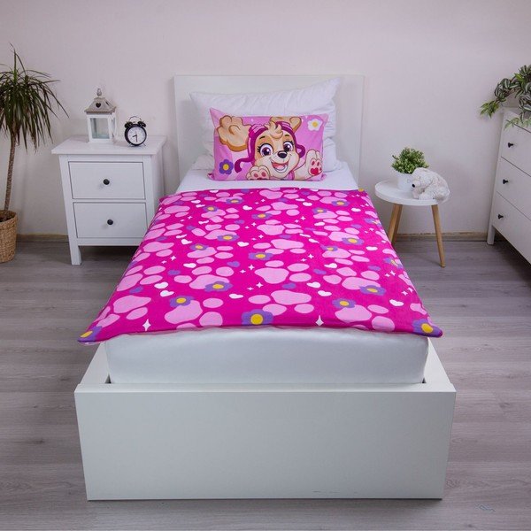 Różowa bawełniana pościel dziecięca do łóżeczka 100x135 cm Paw Patrol "Pawsome friendships grow" – Jerry Fabrics-image-2