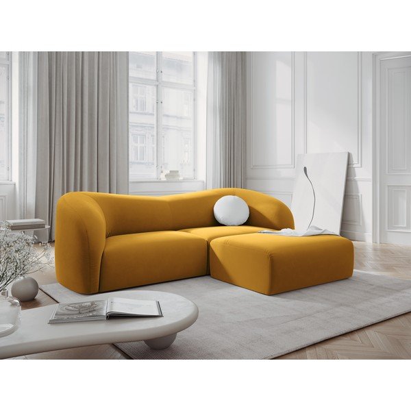 Musztardowa aksamitna sofa 237 cm Santi – Interieurs 86-image-1
