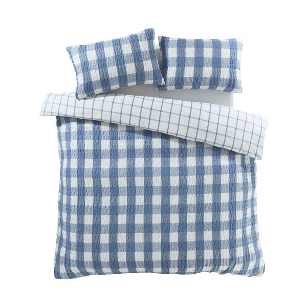 Niebieska flanelowa pościel dwuosobowa 200x200 cm Gingham Check – Catherine Lansfield-image-2