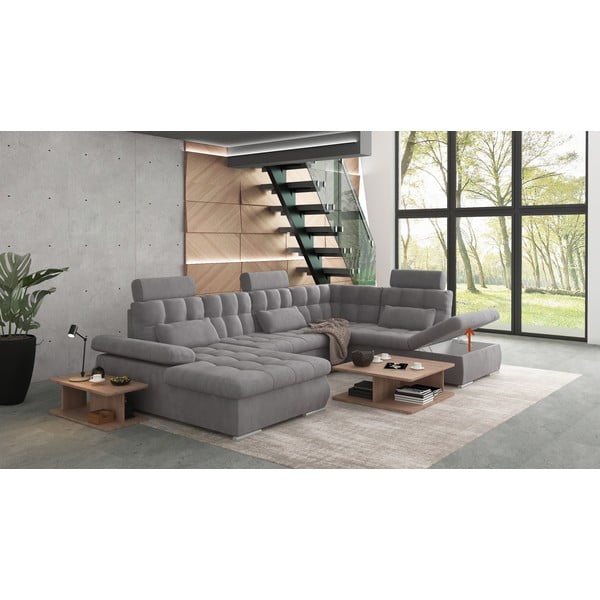 Szary rozkładany narożnik ze schowkiem (prawostronny/w kształcie litery U) Merkur – Ropez-image-4