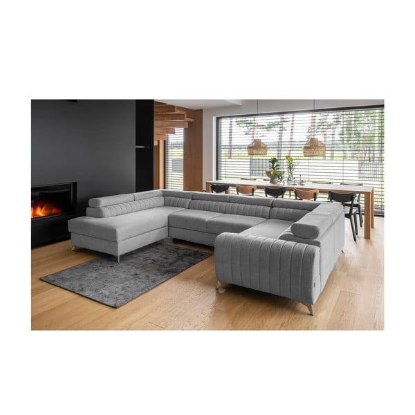 Jasnoszary rozkładany/ze schowkiem narożnik (lewostronny/w kształcie litery U) Louis – ELTAP-image-1