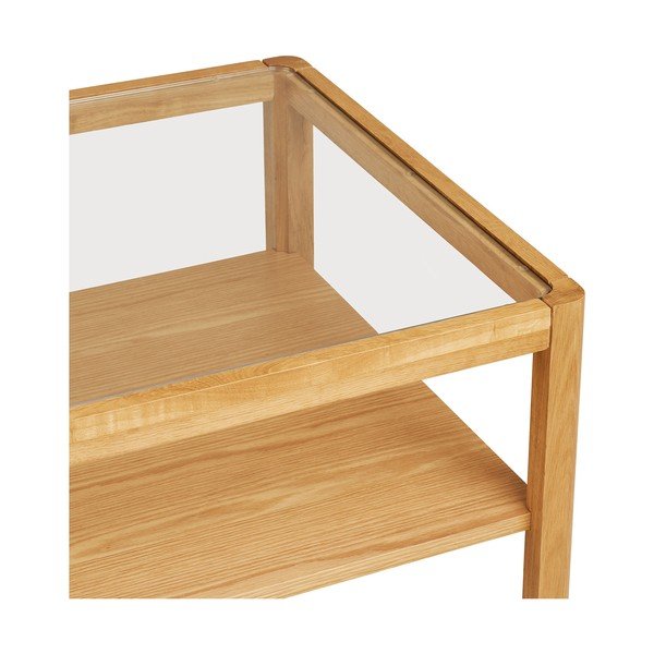Stolik ze szklanym blatem w naturalnym kolorze 60x110 cm Lourmarin – House Nordic-image-3