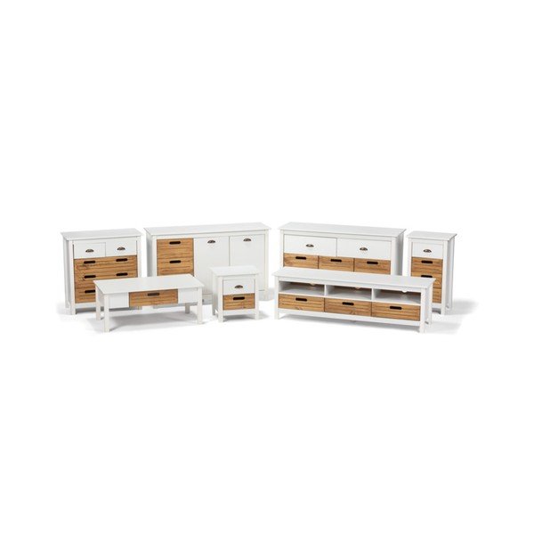 Biała komoda z drewna sosnowego z 5 szufladami Bonami Essentials Ibiza-image-2