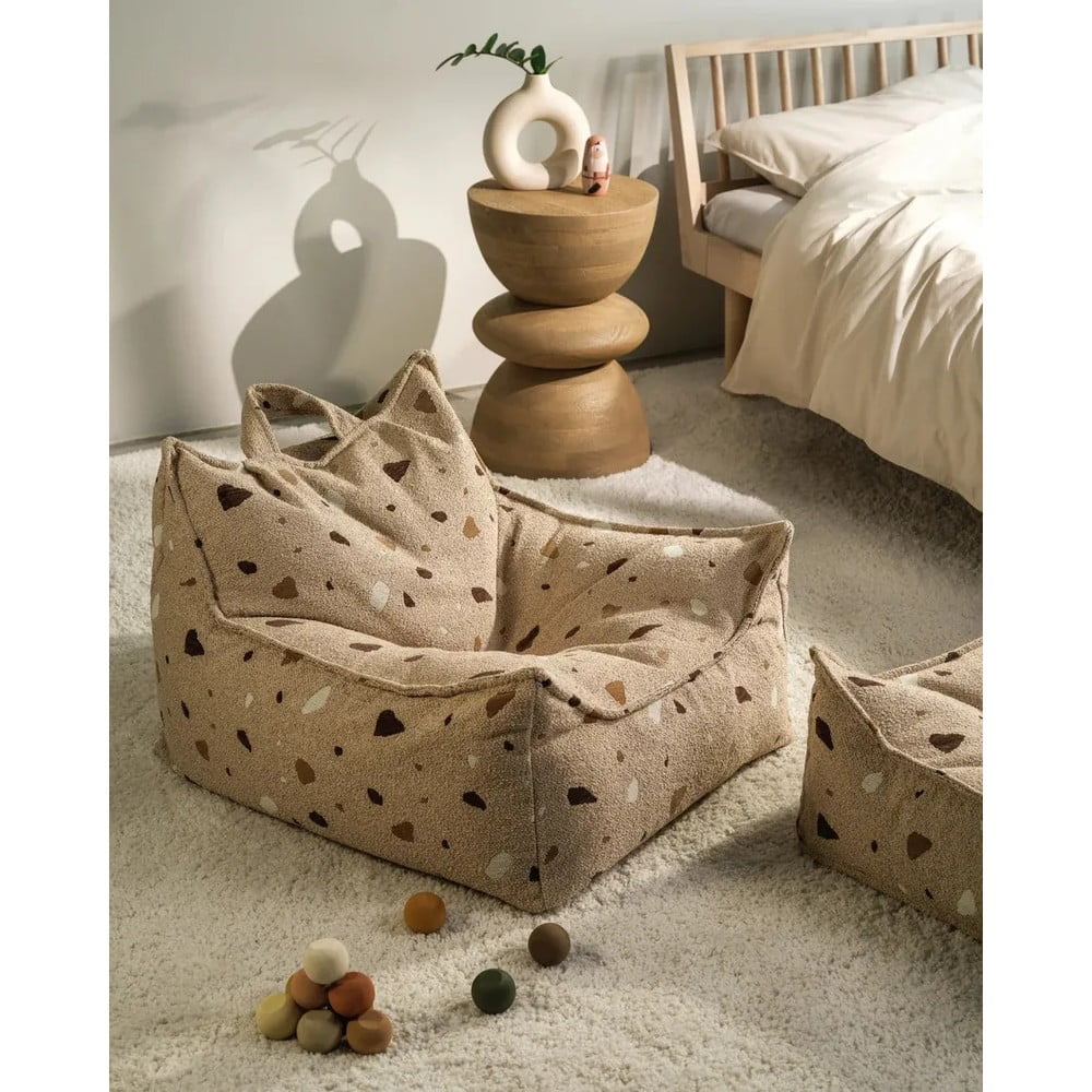 Jasnobrązowy dziecięcy worek do siedzenia z materiału bouclé/z tkaniny szenilowej Terrazzo Chair – Wigiwama (zdjęcie 8)