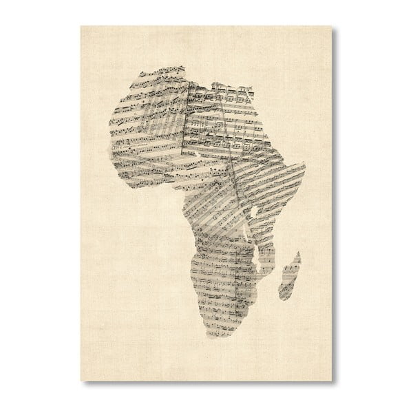 Plakat z szarą mapą Afryki Americanflat Music, 60x42 cm