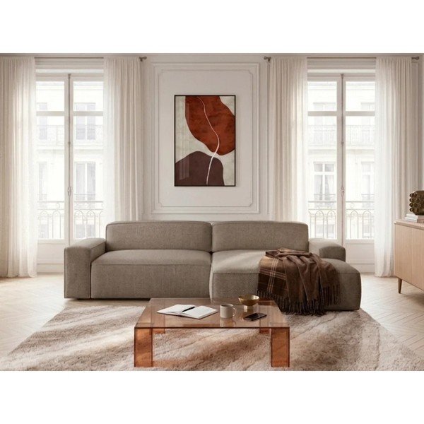 Szarobrązowy rozkładany/z elektryczną regulacją siedziska narożnik (prawostronny) Abel – Bobochic Paris-image-2