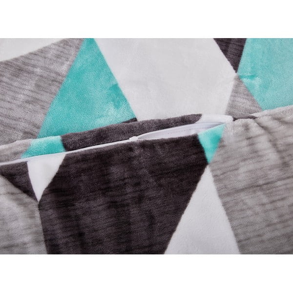 Szaro-turkusowa pościel jednoosobowa z mikropluszu 140x200 cm Abstract  – My House-image-2