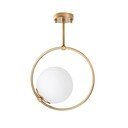 Biała/w kolorze mosiądzu lampa sufitowa ze szklanym kloszem 39x26 cm Dolunay – Opviq lights