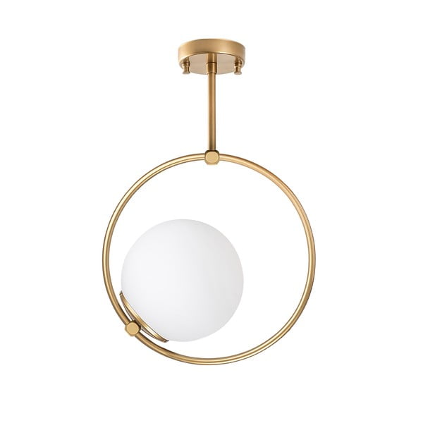 Biała/w kolorze mosiądzu lampa sufitowa ze szklanym kloszem 39x26 cm Dolunay – Opviq lights