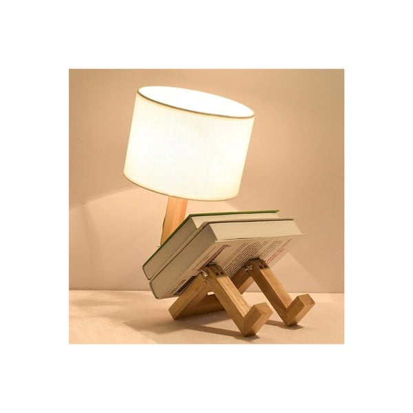 Kremowa lampa stołowa z litego drewna (wysokość 46 cm) WoodenMan – Squid Lighting