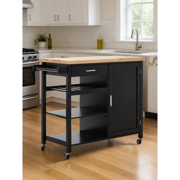 Barek na kółkach z litego drewna kauczukowego 48x105 cm Frankfurt – Premier Housewares-image-2