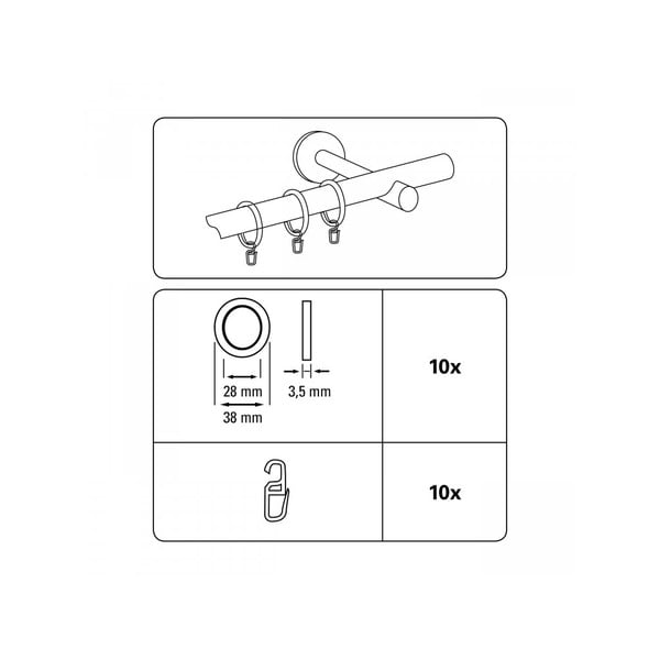 Krążki do zasłon z haczykiem zestaw 10 szt. Kreta – Gardinia-image-1