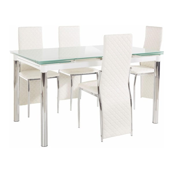 Komplet stołu i 4 białych krzeseł Støraa Pippa William Puro White