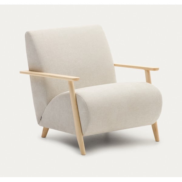 Beżowokremowy fotel z tkaniny szenilowej Meghan – Kave Home