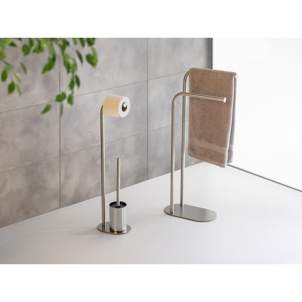 Stojak na papier toaletowy ze szczotką ze stali nierdzewnej w kolorze matowego srebra Levante – Wenko-image-3