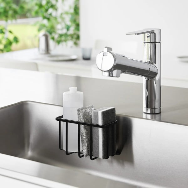 Czarny metalowy stojak na akcesoria do mycia naczyń bez wiercenia Film Hook – YAMAZAKI-image-1