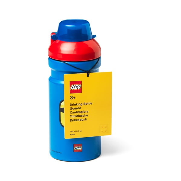 Niebieska butelka na wodę z czerwoną zakrętką LEGO® Iconic, 390 ml-image-1