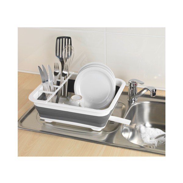 Biało-szary składany ociekacz do naczyń Wenko Rack-image-4