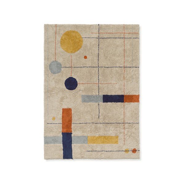 Beżowy bawełniany dywan odpowiedni do prania/tkany ręcznie 120x160 cm Geometrical Shapes – Lorena Canals