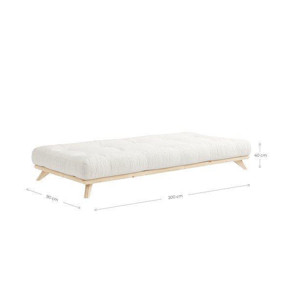 Czarne jednoosobowe łóżko z litego drewna sosnowego z materacem Karup Design Comfort, 90x200 cm-image-4