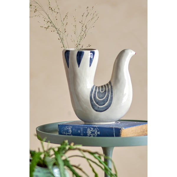 Kremowy kamionkowy ręcznie malowany wazon (wysokość 19 cm) Trudy – Bloomingville-image-1