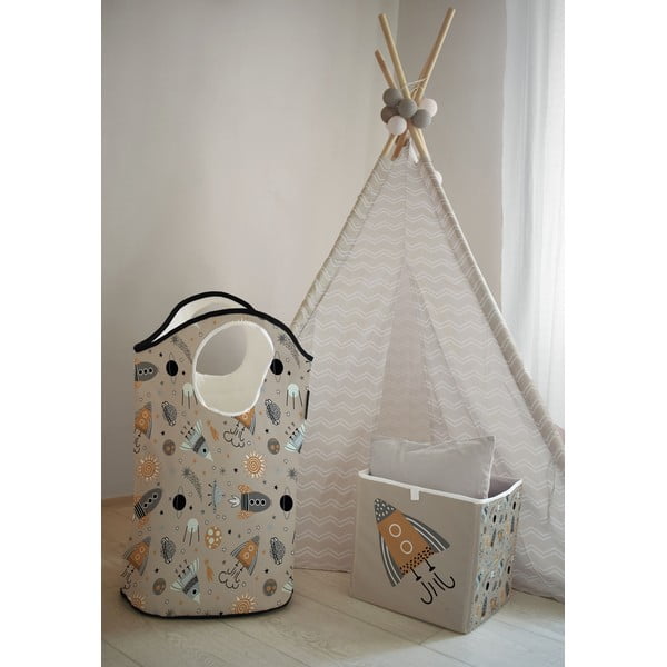 Beżowy materiałowy dziecięcy kosz do przechowywania Cosmos – Butter Kings-image-1