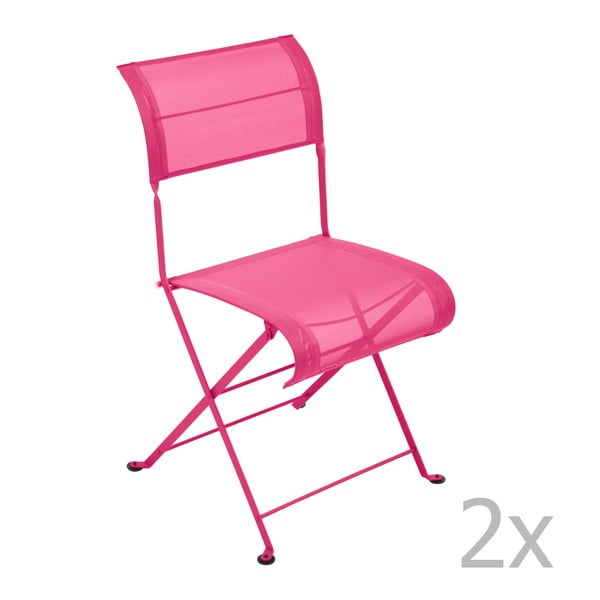 Zestaw 2 różowych krzeseł składanych Fermob Dune