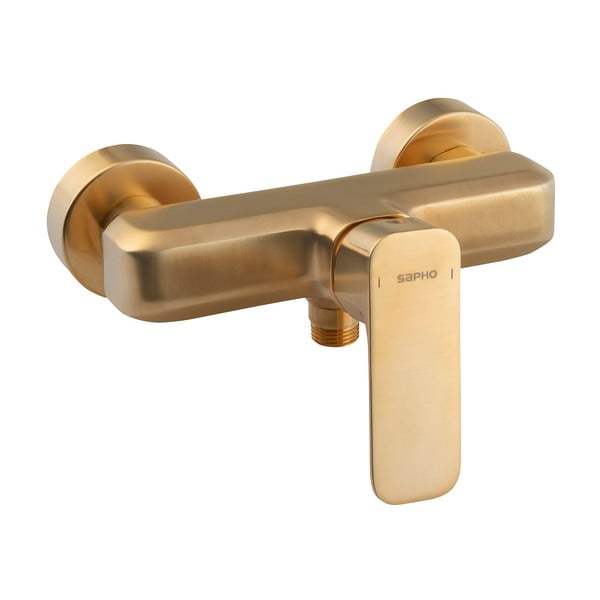 Bateria prysznicowa ścienna w kolorze złota (1 otwór) Spy – Sapho