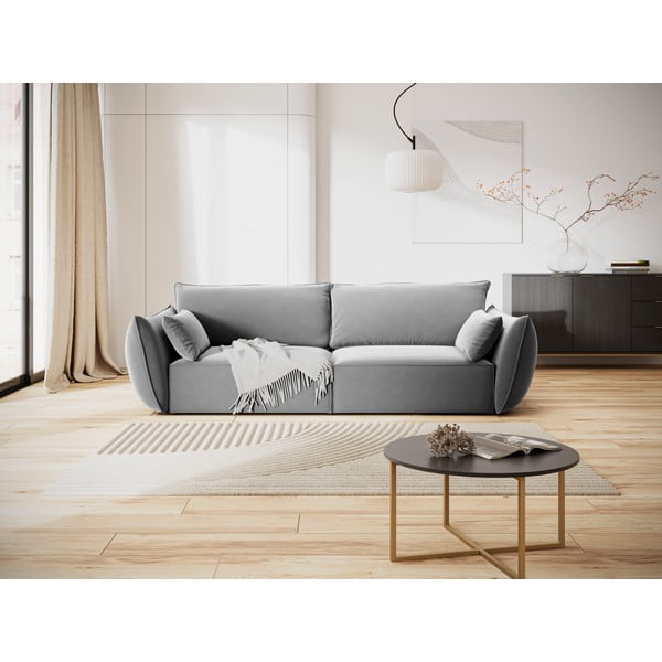 Jasnoszara aksamitna sofa 208 cm Vanda – Mazzini Sofas-image-1