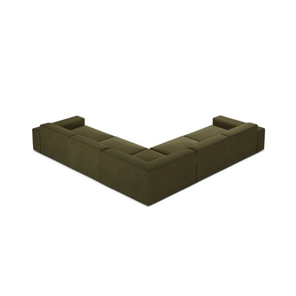 Aksamitny narożnik modułowy (w kształcie litery L) w kolorze khaki Jodie – Micadoni -image-1
