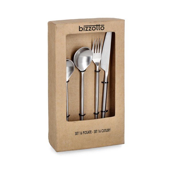 Sztućce 16 szt. ze stali nierdzewnej w kolorze srebra dla 4 osób Bronte – Bizzotto-image-1