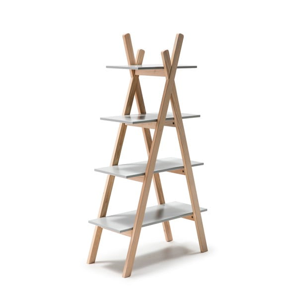 Regał dziecięcy z szarymi półkami i konstrukcją z drewna sosnowego Marckeric Elisa