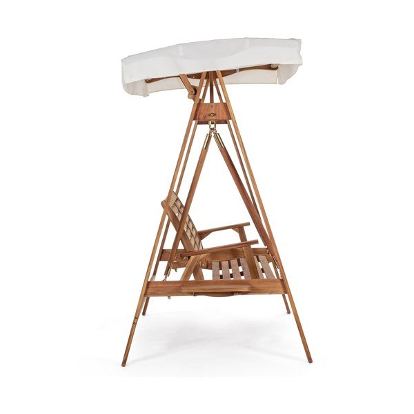 Drewniana huśtawka ogrodowa w naturalnym kolorze Noemi – Bizzotto-image-3