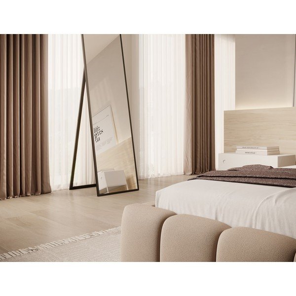 Jasnobrązowe tapicerowane łóżko jednoosobowe ze schowkiem ze stelażem 90x200 cm Lamica – ELTAP-image-3