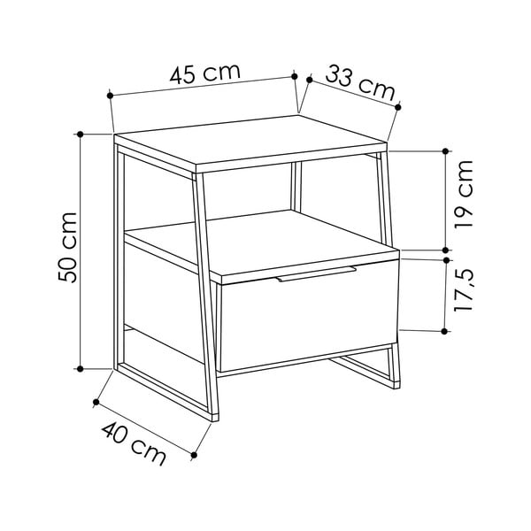 Biała szafka nocna z półką Pal – Kalune Design-image-3