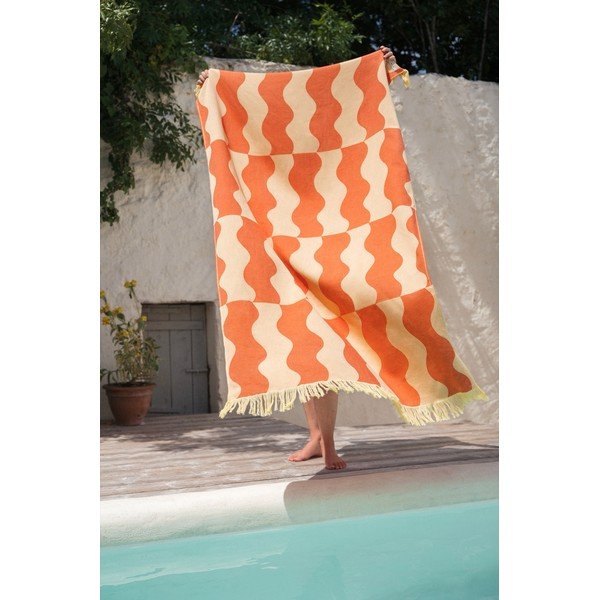 Żółty/pomarańczowy bawełniany ręcznik plażowy 100x160 cm Nuno – noo.ma-image-1