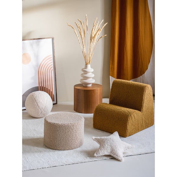 Brązowy fotel dziecięcy z materiału bouclé Cloud – Wigiwama-image-2