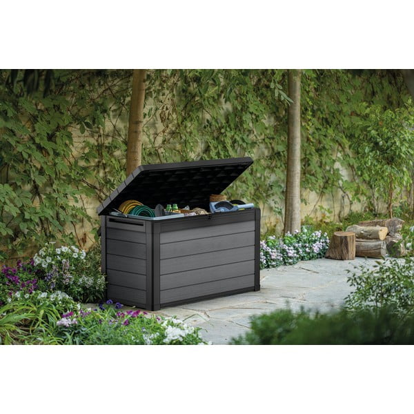 Ciemnoszara plastikowa skrzynia ogrodowa Cortina – Keter-image-1