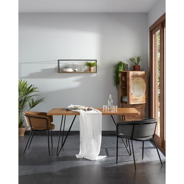 Czarno-naturalna półka z litego drewna jodłowego 90 cm Elisha – Kave Home-image-1