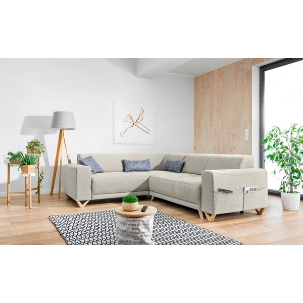 Beżowy rozkładany/ze schowkiem narożnik (lewostronny/w kształcie litery L) Classy Sophie – Miuform-image-3